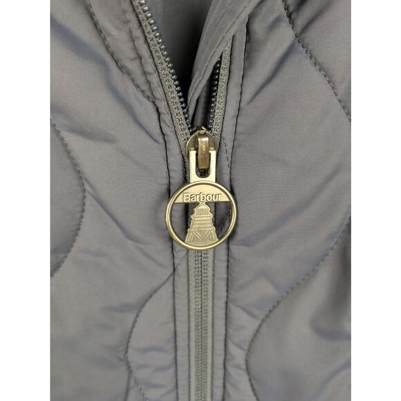 BARBOUR Navy Blue Strathmore Sweatshirt Full Zip Hooded Quilted Women's US 8 - Picture 6 of 8